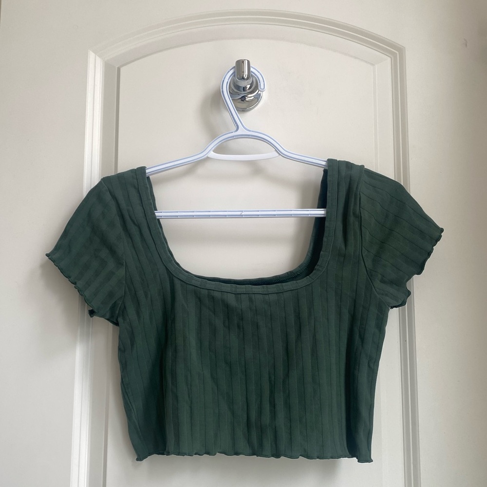 2 / $25 !!! offline by aerie green ribbed square neck crop top MEDIUM